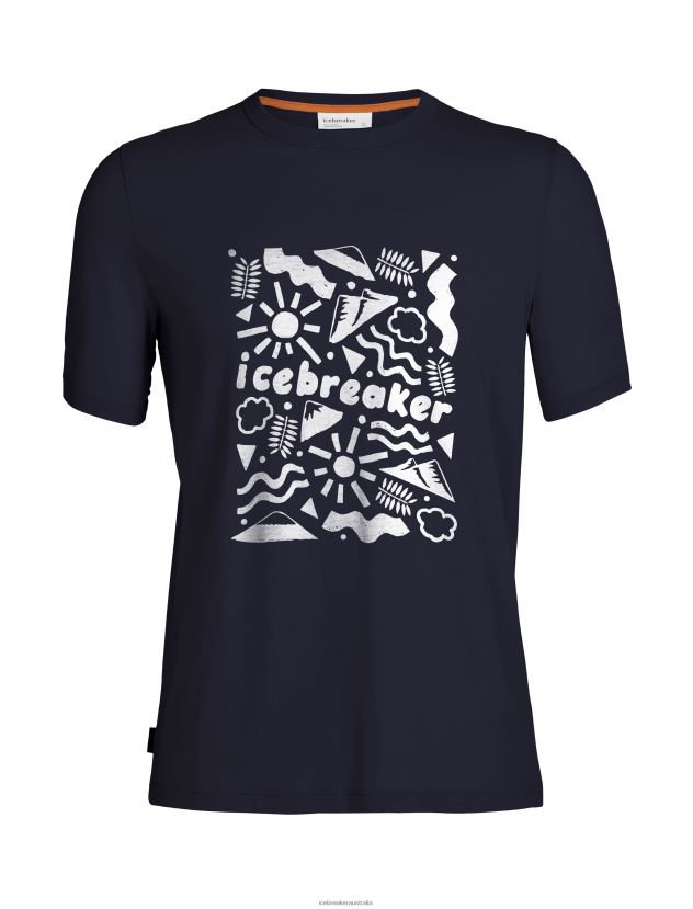 Icebreaker Men Tencel Cotton Short Sleeve T-Shirt OriginsMidnight Navy 80BXXP354 Clothing