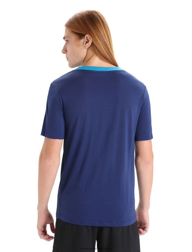 Icebreaker Men ZoneKnit Merino Short Sleeve T-ShirtGeo Blue/Royal Navy 80BXXP71 Clothing