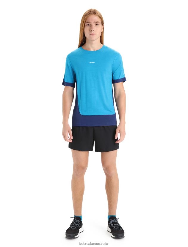 Icebreaker Men ZoneKnit Merino Short Sleeve T-ShirtGeo Blue/Royal Navy 80BXXP71 Clothing