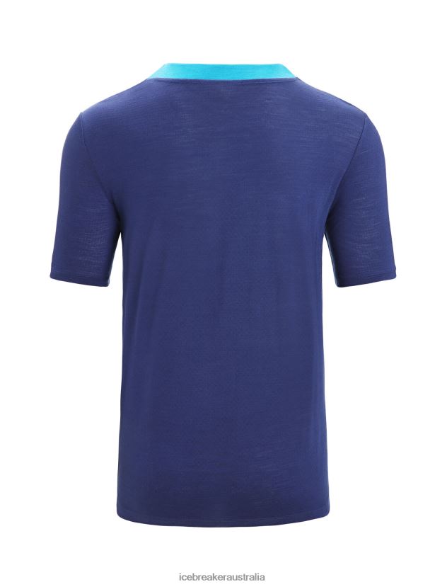 Icebreaker Men ZoneKnit Merino Short Sleeve T-ShirtGeo Blue/Royal Navy 80BXXP71 Clothing