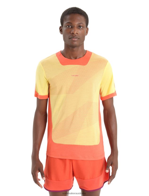 Icebreaker Men ZoneKnit Merino Short Sleeve T-Shirt GeodeticSummer/Vibrant Earth 80BXXP64 Clothing