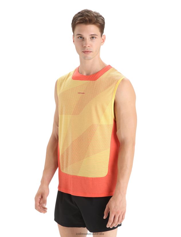 Icebreaker Men ZoneKnit Merino Tank GeodeticSummer/Vibrant Earth 80BXXP68 Clothing