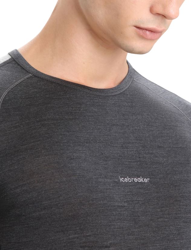 Icebreaker Men 125 ZoneKnit Merino Long Sleeve Crewe Thermal TopJet Heather/Black 80BXXP178 Clothing