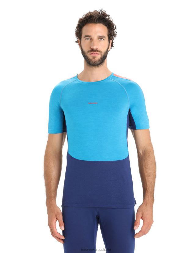 Icebreaker Men 125 ZoneKnit Merino Short Sleeve Crewe Thermal TopGeo Blue/Royal Navy 80BXXP171 Clothing