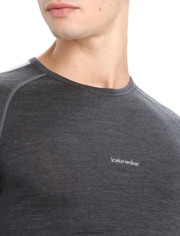 Icebreaker Men 125 ZoneKnit Merino Short Sleeve Crewe Thermal TopJet Heather/Black 80BXXP172 Clothing