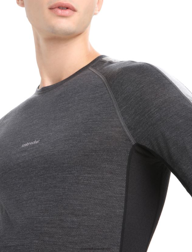 Icebreaker Men 125 ZoneKnit Merino Short Sleeve Crewe Thermal TopJet Heather/Black 80BXXP172 Clothing