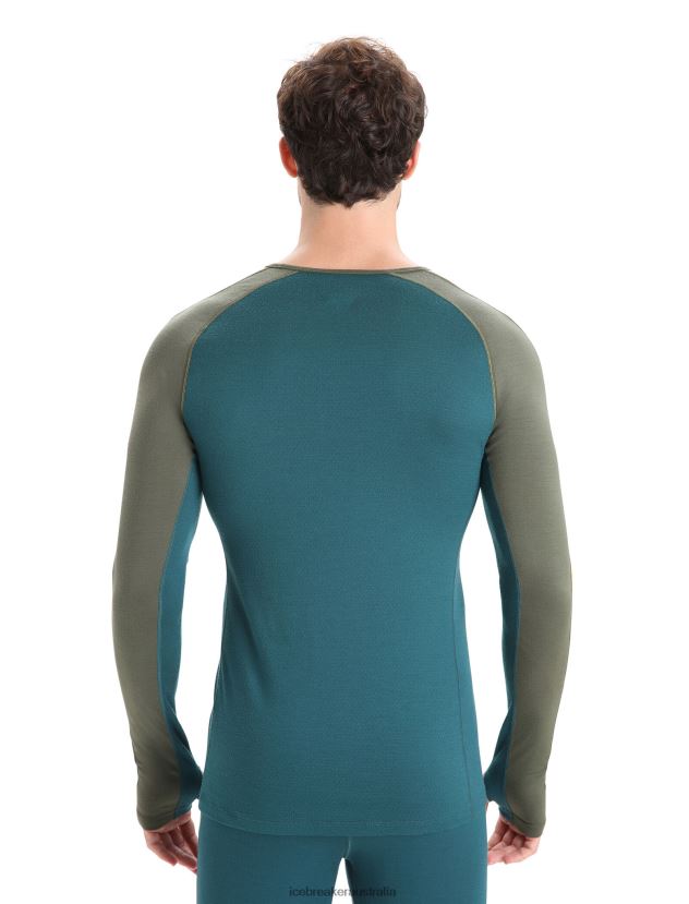 Icebreaker Men 200 ZoneKnit Merino Long Sleeve Crewe Thermal TopLoden/Green Glory 80BXXP180 Clothing