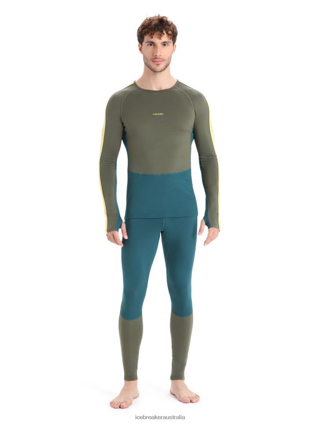 Icebreaker Men 200 ZoneKnit Merino Long Sleeve Crewe Thermal TopLoden/Green Glory 80BXXP180 Clothing