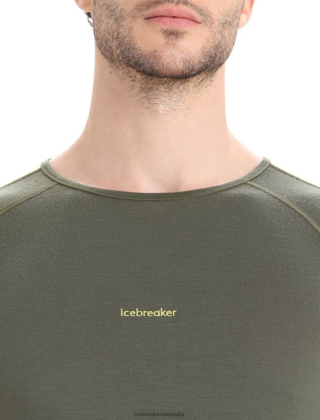 Icebreaker Men 200 ZoneKnit Merino Long Sleeve Crewe Thermal TopLoden/Green Glory 80BXXP180 Clothing