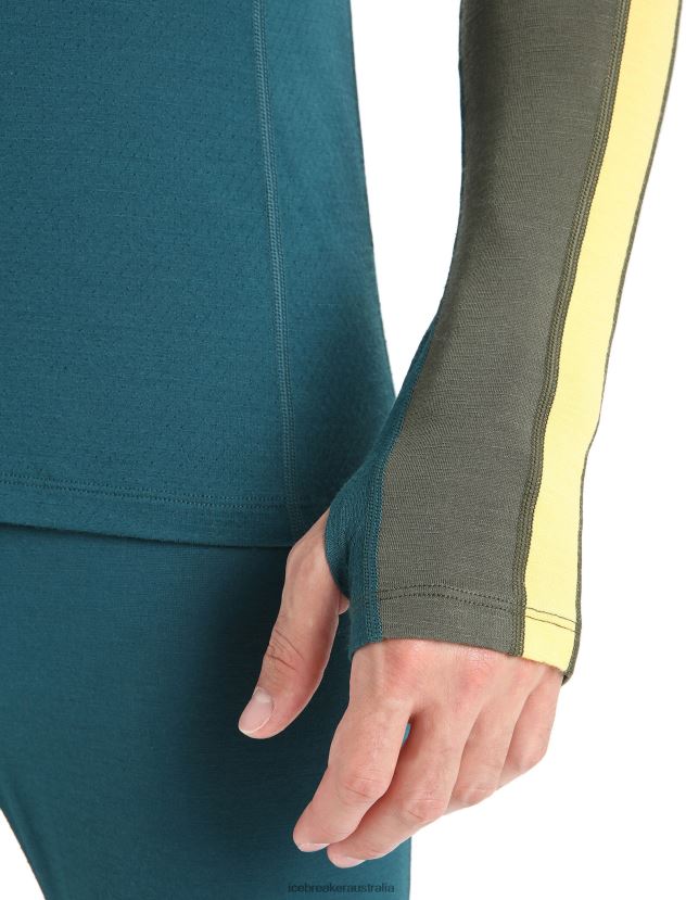 Icebreaker Men 200 ZoneKnit Merino Long Sleeve Crewe Thermal TopLoden/Green Glory 80BXXP180 Clothing