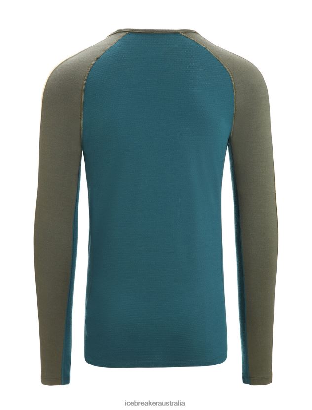 Icebreaker Men 200 ZoneKnit Merino Long Sleeve Crewe Thermal TopLoden/Green Glory 80BXXP180 Clothing