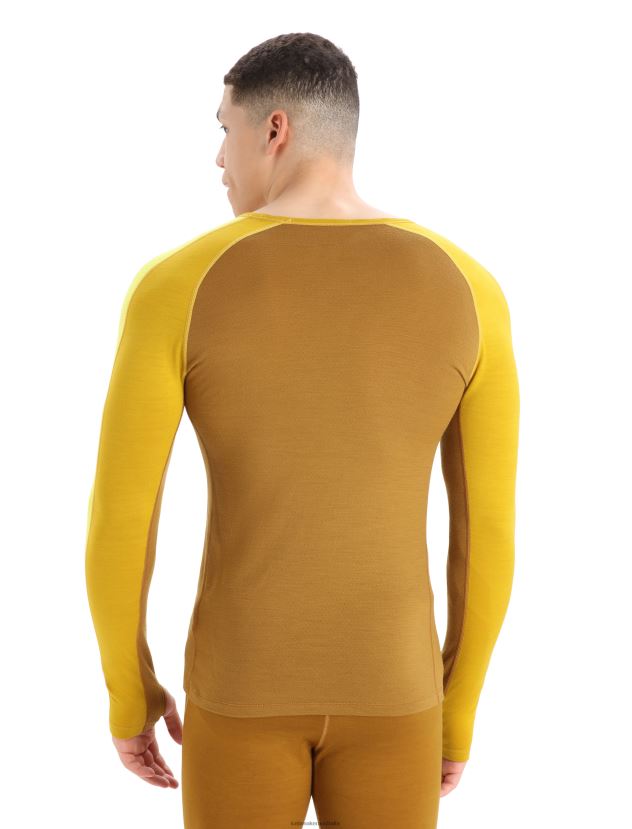 Icebreaker Men 200 ZoneKnit Merino Long Sleeve Crewe Thermal TopSilent Gold/Clove 80BXXP410 Clothing