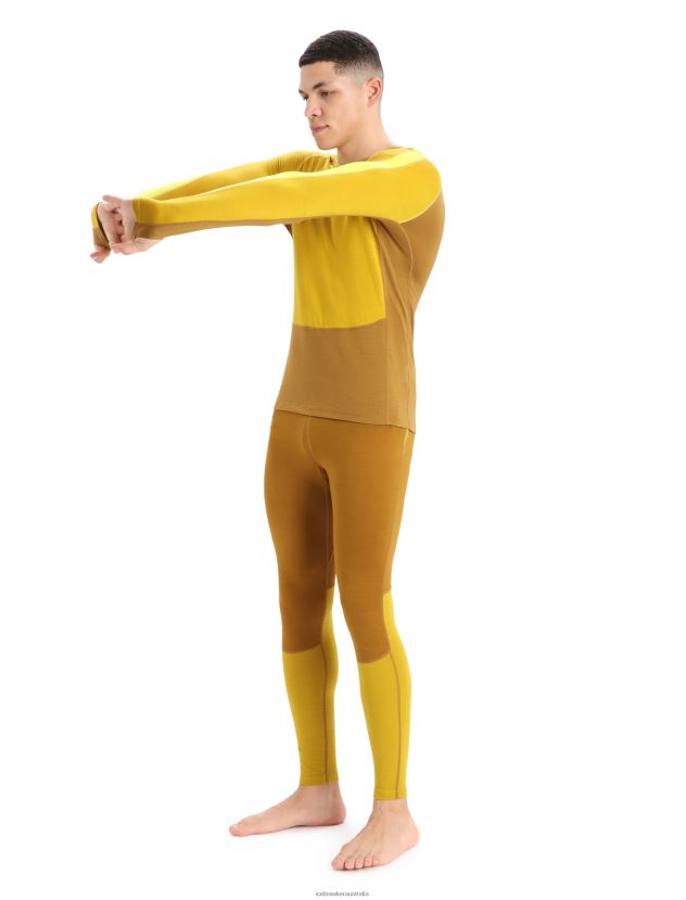 Icebreaker Men 200 ZoneKnit Merino Long Sleeve Crewe Thermal TopSilent Gold/Clove 80BXXP410 Clothing