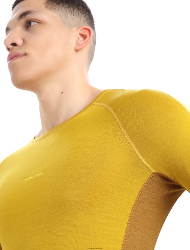 Icebreaker Men 200 ZoneKnit Merino Long Sleeve Crewe Thermal TopSilent Gold/Clove 80BXXP410 Clothing