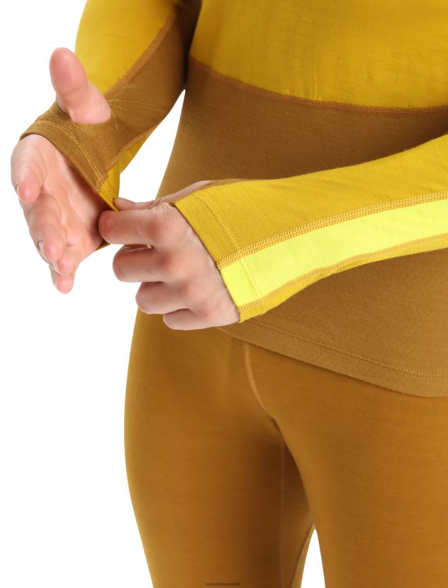 Icebreaker Men 200 ZoneKnit Merino Long Sleeve Crewe Thermal TopSilent Gold/Clove 80BXXP410 Clothing