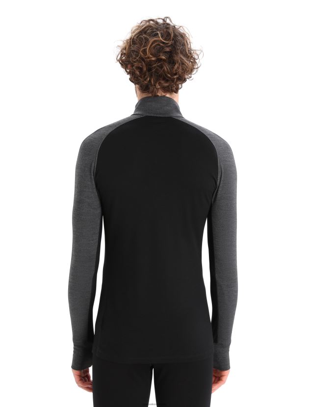 Icebreaker Men 260 ZoneKnit Merino Long Sleeve Half Zip Thermal TopJet Heather/Black 80BXXP175 Clothing