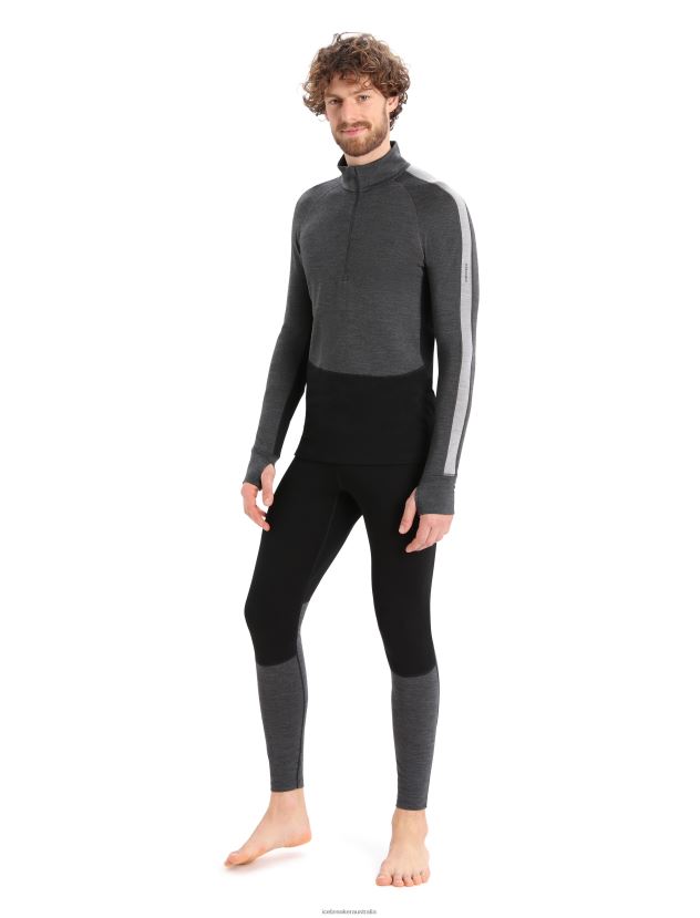 Icebreaker Men 260 ZoneKnit Merino Long Sleeve Half Zip Thermal TopJet Heather/Black 80BXXP175 Clothing