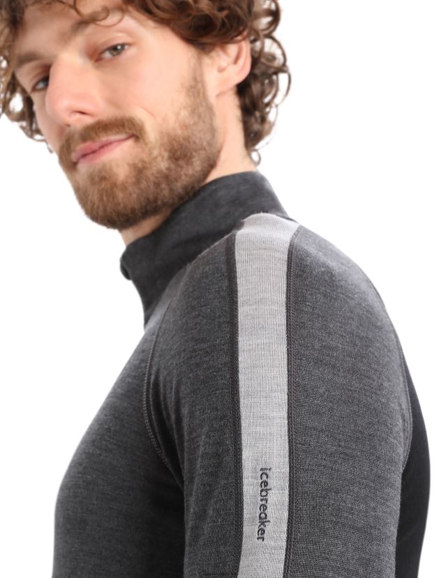 Icebreaker Men 260 ZoneKnit Merino Long Sleeve Half Zip Thermal TopJet Heather/Black 80BXXP175 Clothing