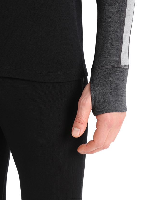 Icebreaker Men 260 ZoneKnit Merino Long Sleeve Half Zip Thermal TopJet Heather/Black 80BXXP175 Clothing