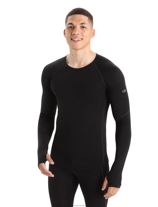 Icebreaker Men BodyfitZone Merino 150 Zone Long Sleeve Crewe Thermal TopBlack 80BXXP173 Clothing