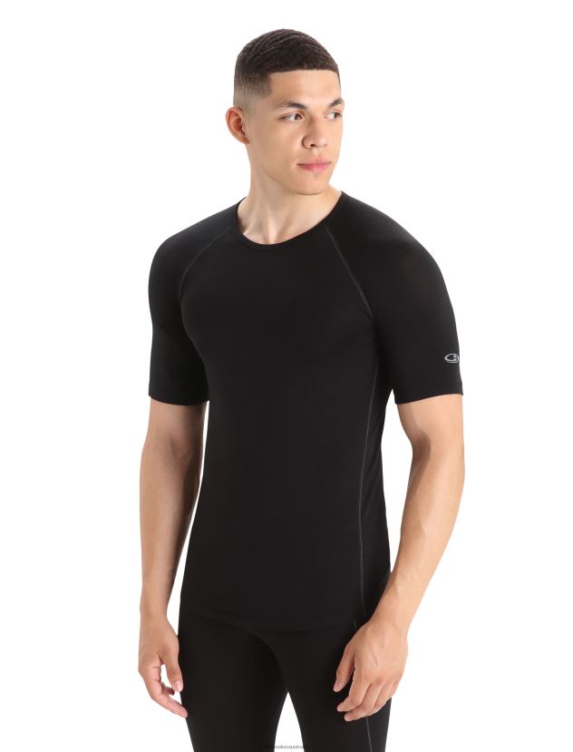 Icebreaker Men BodyfitZone Merino 150 Zone Short Sleeve Crewe Thermal TopBlack 80BXXP164 Clothing
