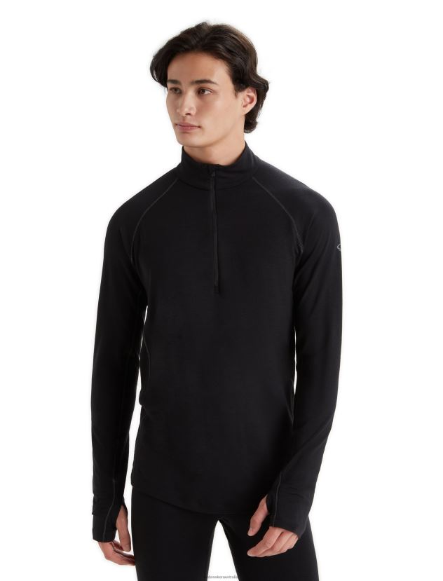 Icebreaker Men BodyfitZone Merino 200 Zone Thermal Long Sleeve Half Zip TopBlack 80BXXP419 Clothing
