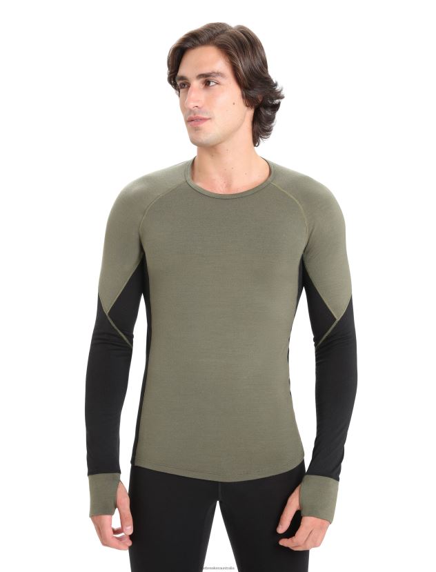 Icebreaker Men BodyfitZone Merino 260 Zone Long Sleeve Crewe Thermal TopLoden/Black 80BXXP437 Clothing
