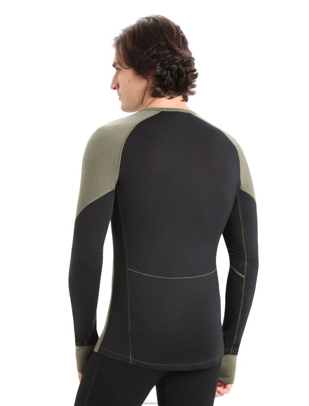Icebreaker Men BodyfitZone Merino 260 Zone Long Sleeve Crewe Thermal TopLoden/Black 80BXXP437 Clothing