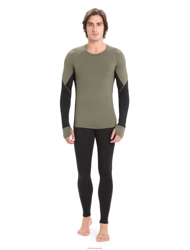 Icebreaker Men BodyfitZone Merino 260 Zone Long Sleeve Crewe Thermal TopLoden/Black 80BXXP437 Clothing
