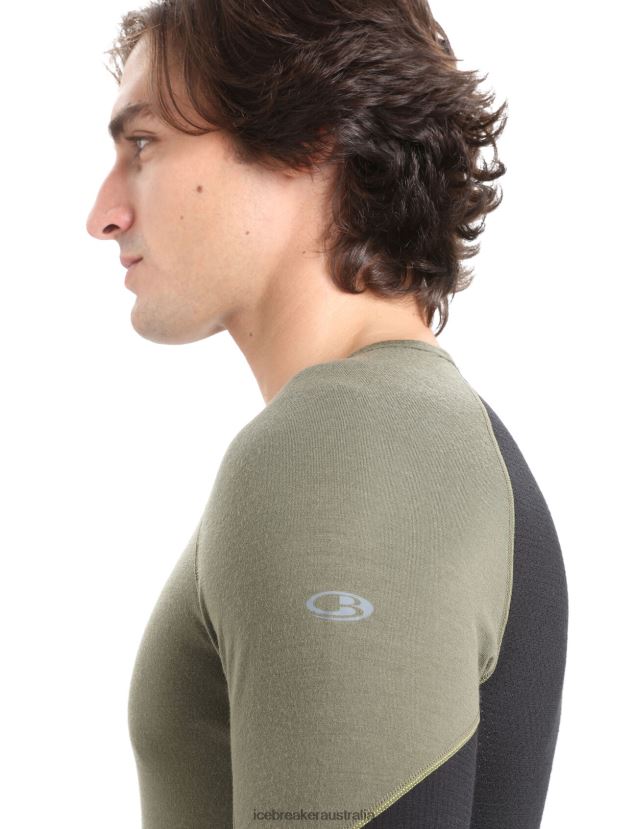 Icebreaker Men BodyfitZone Merino 260 Zone Long Sleeve Crewe Thermal TopLoden/Black 80BXXP437 Clothing