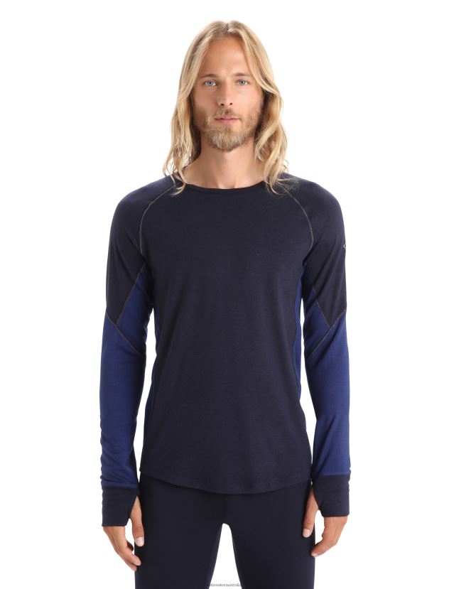 Icebreaker Men BodyfitZone Merino 260 Zone Long Sleeve Crewe Thermal TopMidnight Navy/Royal Navy 80BXXP436 Clothing