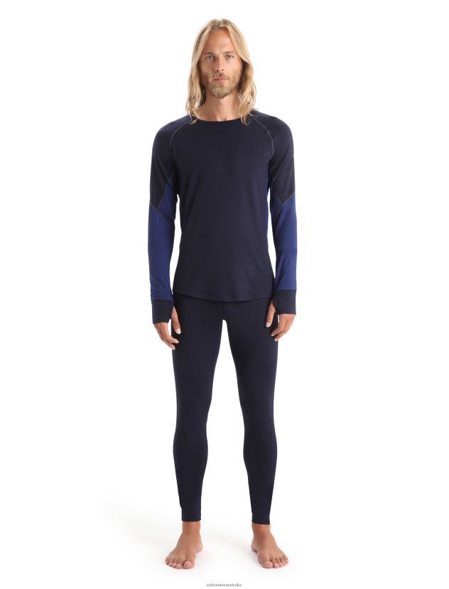 Icebreaker Men BodyfitZone Merino 260 Zone Long Sleeve Crewe Thermal TopMidnight Navy/Royal Navy 80BXXP436 Clothing