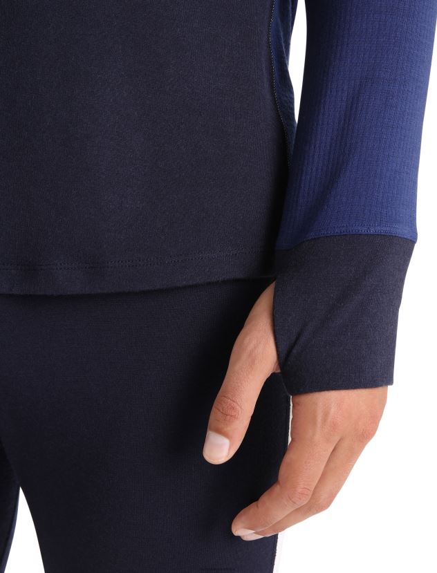 Icebreaker Men BodyfitZone Merino 260 Zone Long Sleeve Crewe Thermal TopMidnight Navy/Royal Navy 80BXXP436 Clothing