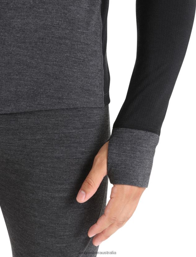 Icebreaker Men BodyfitZone Merino 260 Zone Long Sleeve Half Zip Thermal TopJet Heather/Black 80BXXP387 Clothing