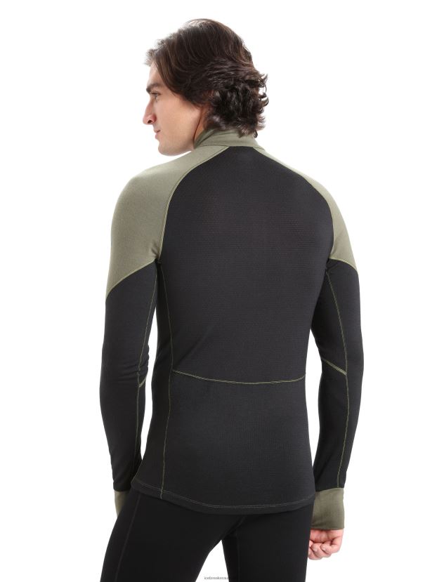Icebreaker Men BodyfitZone Merino 260 Zone Long Sleeve Half Zip Thermal TopLoden/Black 80BXXP389 Clothing
