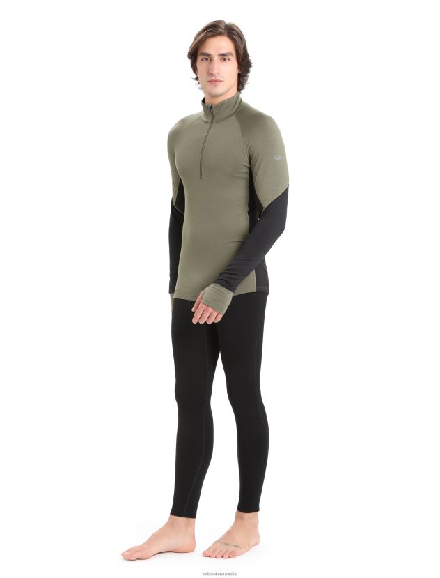 Icebreaker Men BodyfitZone Merino 260 Zone Long Sleeve Half Zip Thermal TopLoden/Black 80BXXP389 Clothing