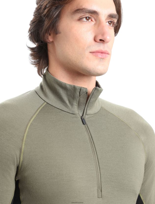Icebreaker Men BodyfitZone Merino 260 Zone Long Sleeve Half Zip Thermal TopLoden/Black 80BXXP389 Clothing