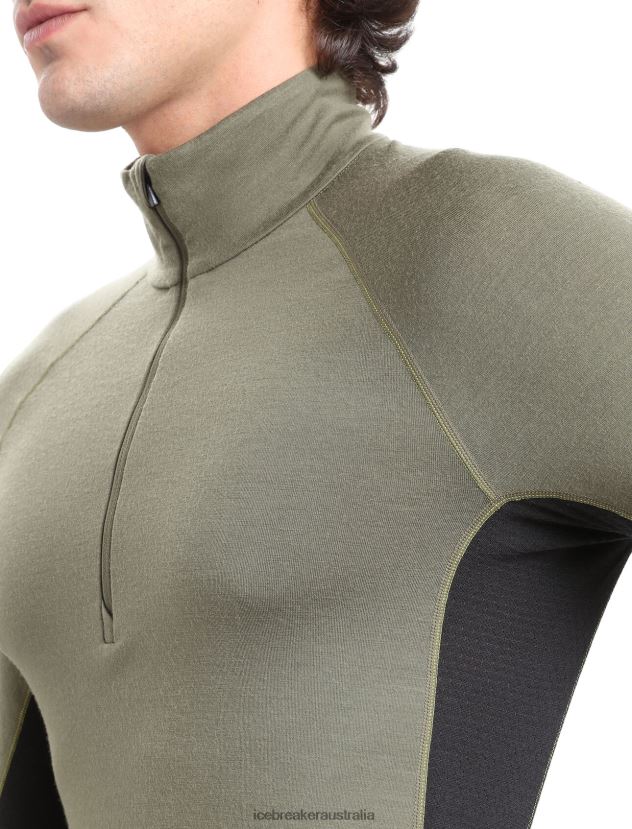 Icebreaker Men BodyfitZone Merino 260 Zone Long Sleeve Half Zip Thermal TopLoden/Black 80BXXP389 Clothing