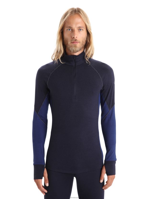 Icebreaker Men BodyfitZone Merino 260 Zone Long Sleeve Half Zip Thermal TopMidnight Navy/Royal Navy 80BXXP388 Clothing