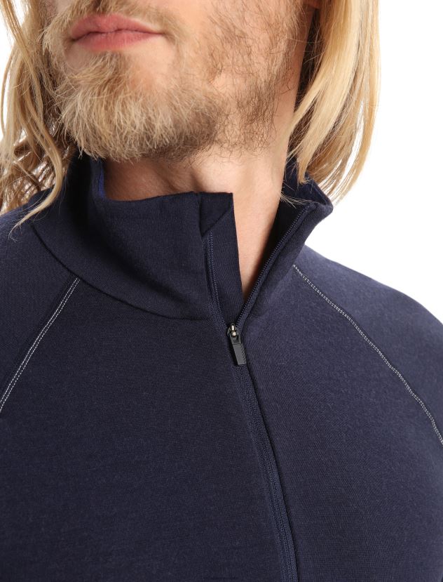 Icebreaker Men BodyfitZone Merino 260 Zone Long Sleeve Half Zip Thermal TopMidnight Navy/Royal Navy 80BXXP388 Clothing