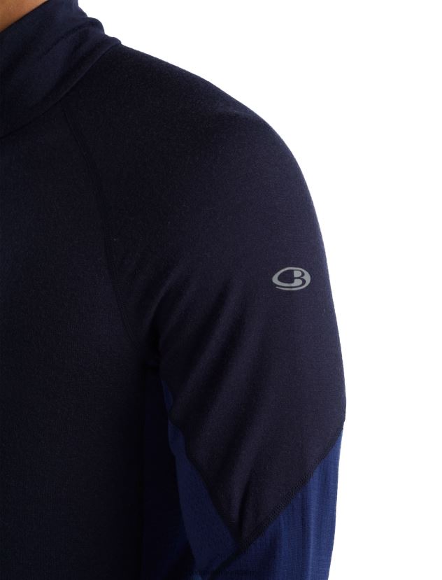 Icebreaker Men BodyfitZone Merino 260 Zone Long Sleeve Half Zip Thermal TopMidnight Navy/Royal Navy 80BXXP388 Clothing