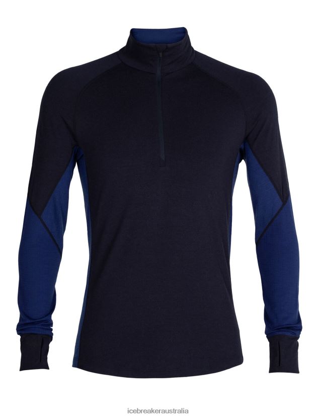 Icebreaker Men BodyfitZone Merino 260 Zone Long Sleeve Half Zip Thermal TopMidnight Navy/Royal Navy 80BXXP388 Clothing