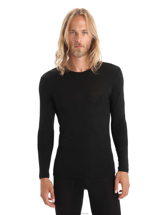 Icebreaker Men Merino 175 Everyday Long Sleeve Crewe Thermal TopBlack 80BXXP162 Clothing