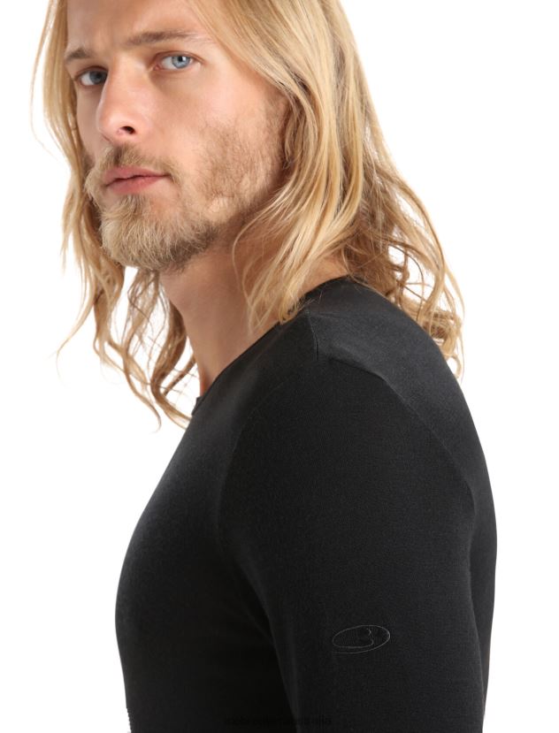 Icebreaker Men Merino 175 Everyday Long Sleeve Crewe Thermal TopBlack 80BXXP162 Clothing
