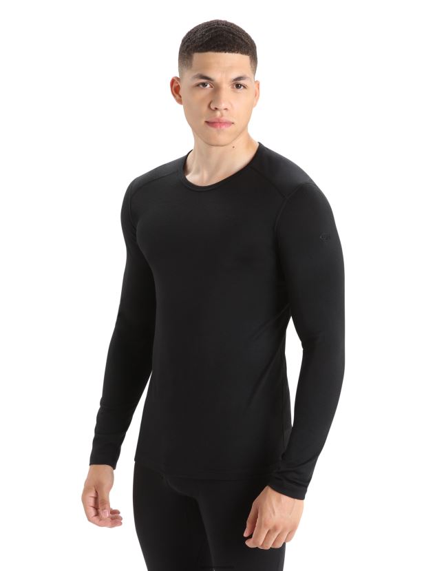Icebreaker Men Merino 200 Oasis Long Sleeve Crewe Thermal TopBlack 80BXXP133 Clothing