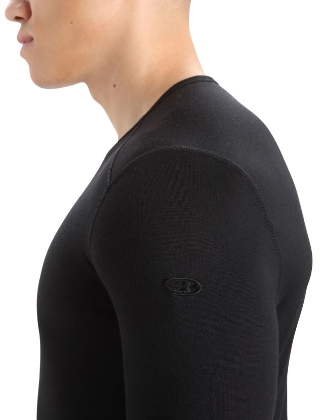 Icebreaker Men Merino 200 Oasis Long Sleeve Crewe Thermal TopBlack 80BXXP133 Clothing