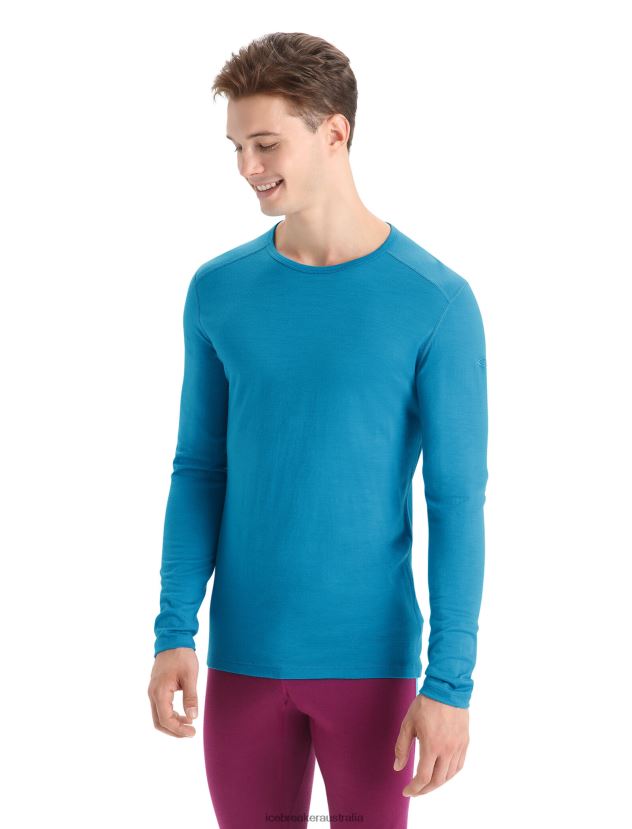 Icebreaker Men Merino 200 Oasis Long Sleeve Crewe Thermal TopGeo Blue 80BXXP137 Clothing
