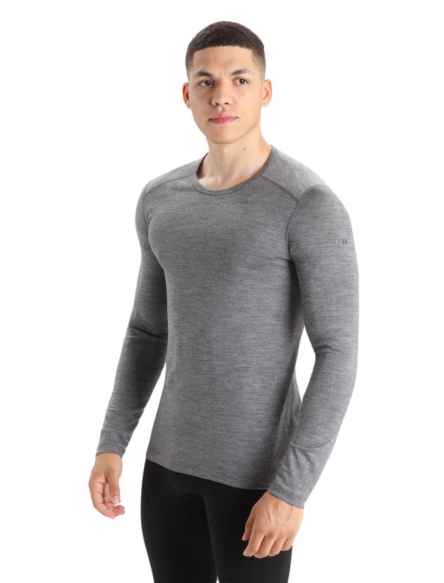 Icebreaker Men Merino 200 Oasis Long Sleeve Crewe Thermal TopGritstone Heather 80BXXP135 Clothing