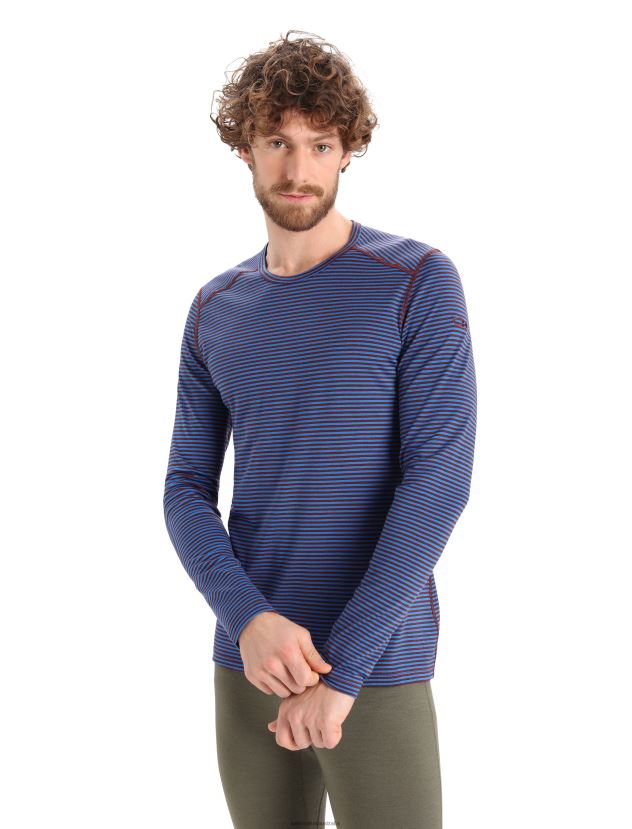 Icebreaker Men Merino 200 Oasis Long Sleeve Crewe Thermal TopLazurite/Espresso 80BXXP445 Clothing