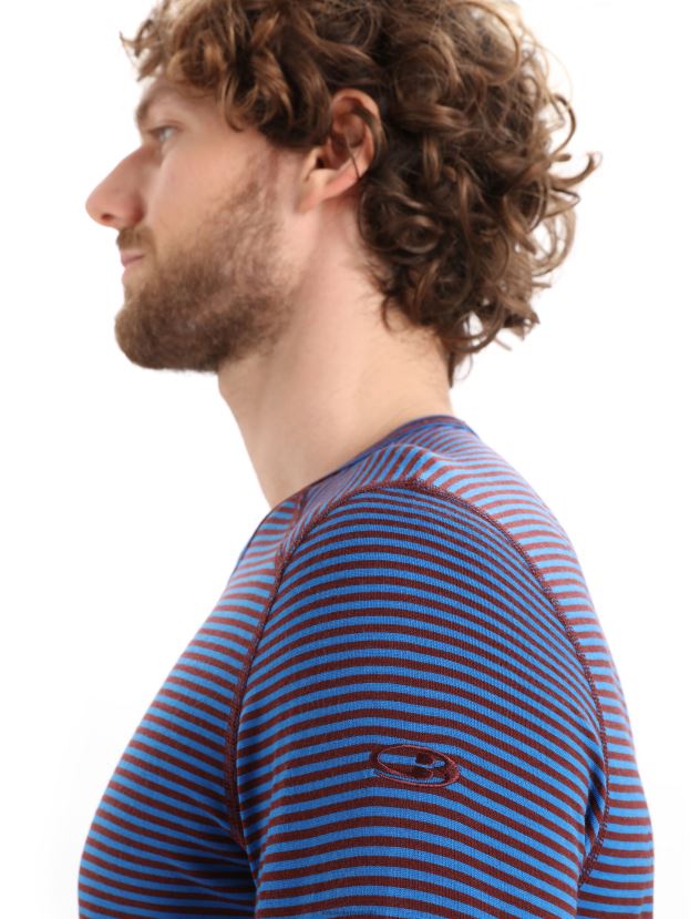 Icebreaker Men Merino 200 Oasis Long Sleeve Crewe Thermal TopLazurite/Espresso 80BXXP445 Clothing